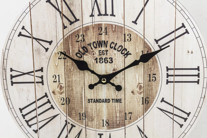 Zegar ścienny retro kremowy, odcienie brązowego 34cm