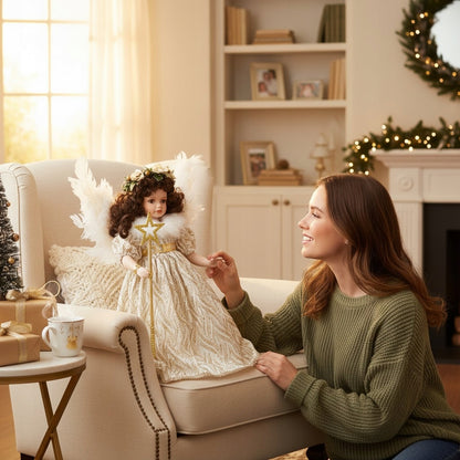 Figurka lalka kolekcjonerska figurka porcelanowa 50x29x26 świąteczna Anioł