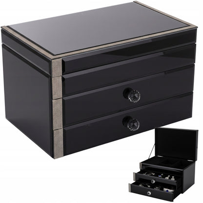Szkatułka na biżuterię szklana premium z szufladkami pudełko organizer