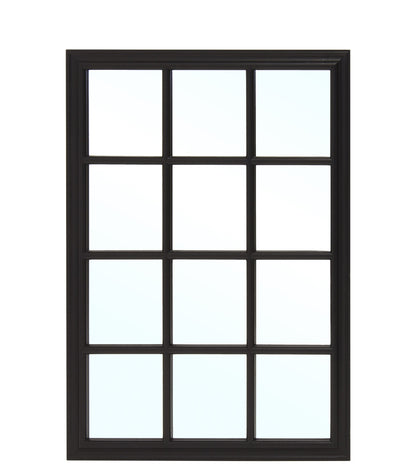 Lustro ścienne prostokątne ze szprosami 100 x 70 cm czarne w stylu okna
