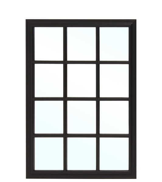 Lustro ścienne prostokątne ze szprosami 100 x 70 cm czarne w stylu okna