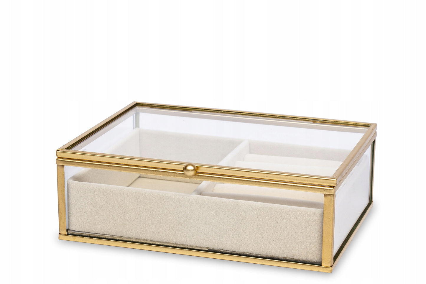 Szkatułka na biżuterię złota szklana 5,5x17x14 glamour kasetka pudełko