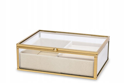 Szkatułka na biżuterię złota szklana 5,5x17x14 glamour kasetka pudełko