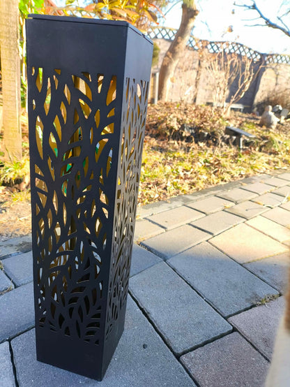 Lampa solarna ogrodowa czarna 53 cm ciepłe światło LED dekoracyjna słupek