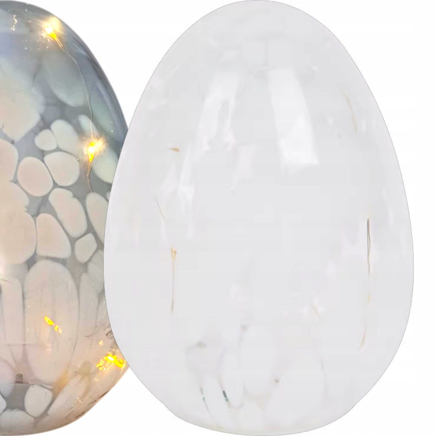 Szklane jajo lampion pisanka LED XXL białe wielkanocna figurka