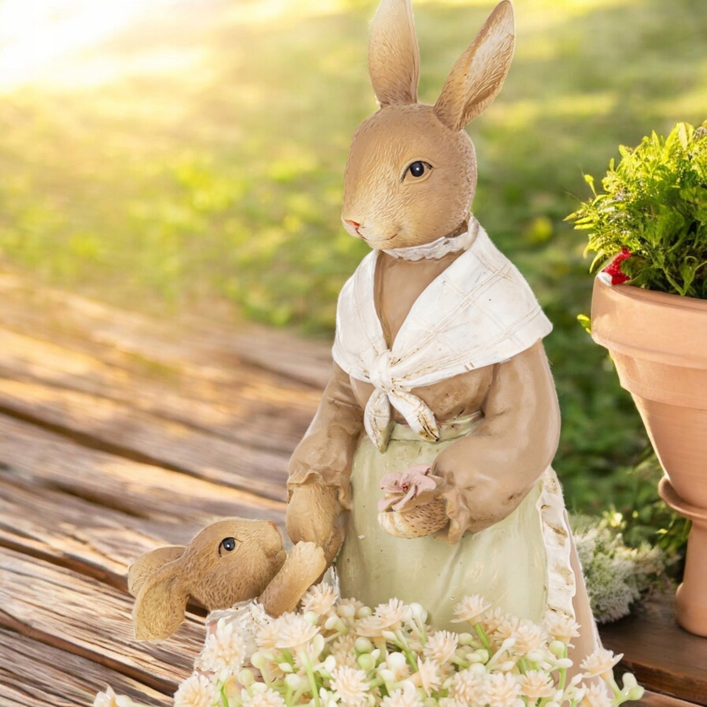 Figurka króliki zajączek wielkanocna 25cm mama z małym króliczkiem zając