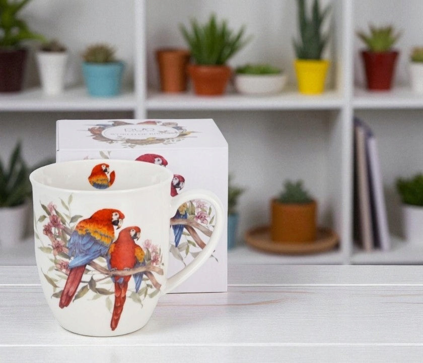 Kubek porcelanowy w pudełku papugi Duo Ptasi Świat porcelana 650 ml XXL