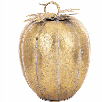 Duża Dekoracja złota dynia metalowa ozdobna figurka jesień Halloween 38cm
