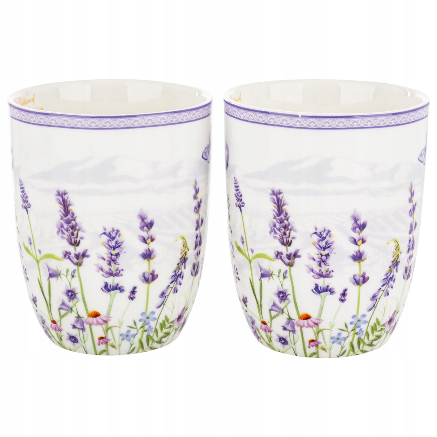 Komplet dwóch kubków porcelana lawenda styl prowansalski 400 ml