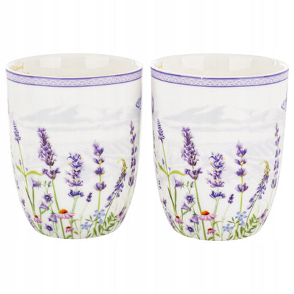 Komplet dwóch kubków porcelana lawenda styl prowansalski 400 ml