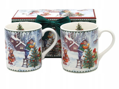 Kolekcja świąteczna zima Zestaw 2 Kubków Porcelanowych 250 ml prezent