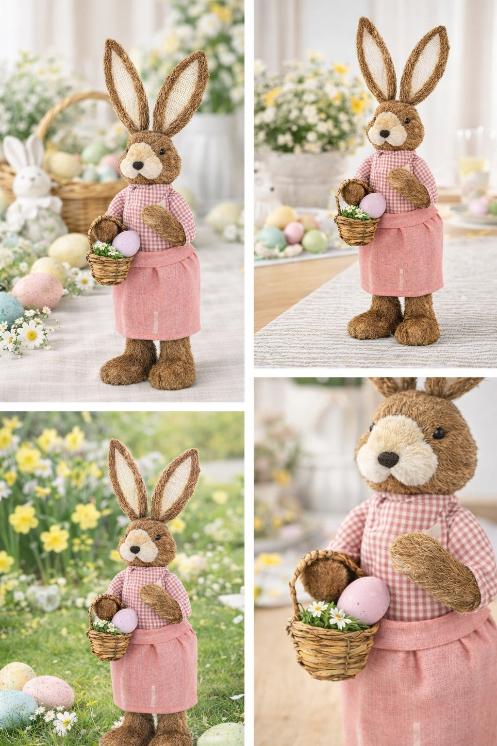 Duża Figurka Królik Wielkanocny 79 cm Dekoracja XXL Z Koszykiem zając