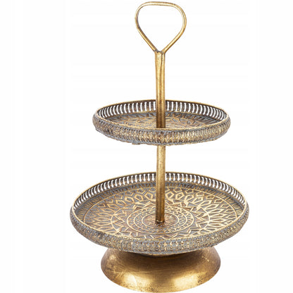 Patera dekoracyjna etażerka taca złota metalowa 55x37 cm