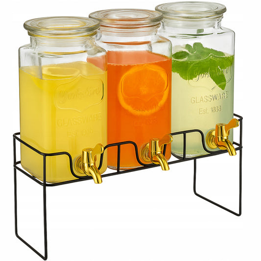 Komplet słoików z kranikiem 3x1,5L dozownik dystrybutor do lemoniady, soku