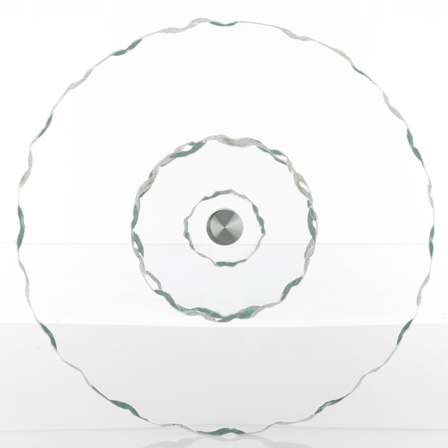 Patera obrotowa szklana na tort glamour taca 33 cm srebrne zdobienia