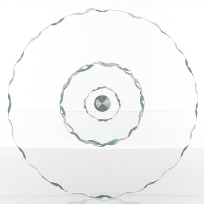 Patera obrotowa szklana na tort glamour taca 33 cm srebrne zdobienia