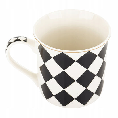 Kubek porcelanowy w pudełku na prezent czarno biały porcelana 380 ml