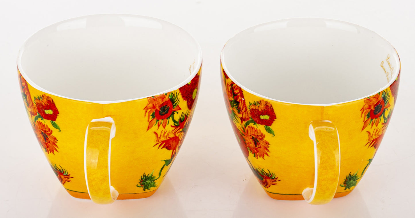 Kpl. 2 Filiżanki 2 Talerzyki 2 Łyżeczki porcelana wielokolorowy