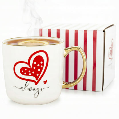 Duży porcelanowy kubek w pudełku na walentynki prezent 385 ml