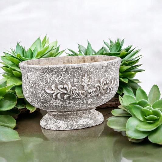 Osłonka betonowa owalna na kwiaty zioła 15 x 16 cm beton