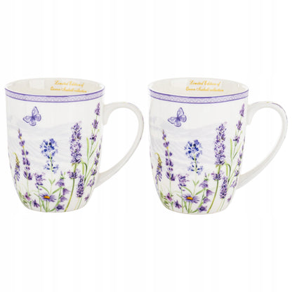 Komplet dwóch kubków porcelana lawenda styl prowansalski 400 ml