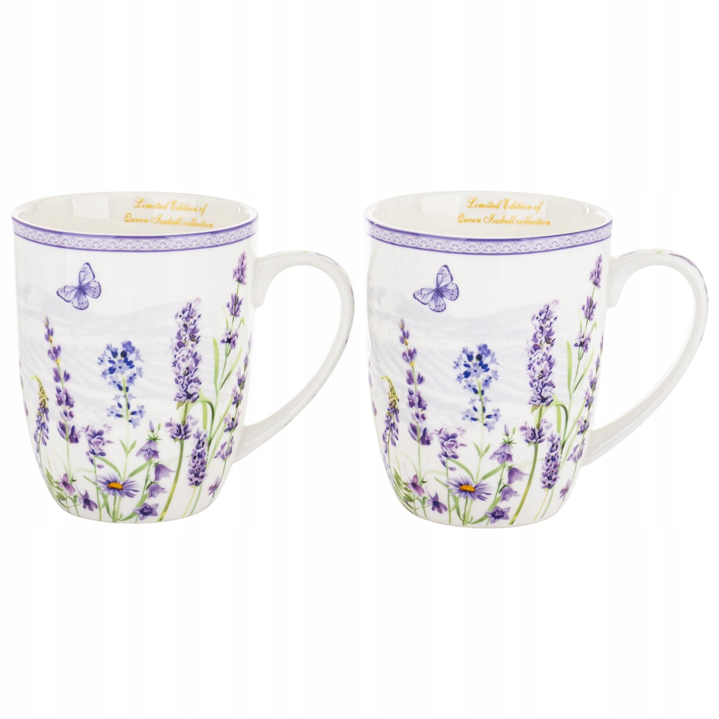 Komplet dwóch kubków porcelana lawenda styl prowansalski 400 ml