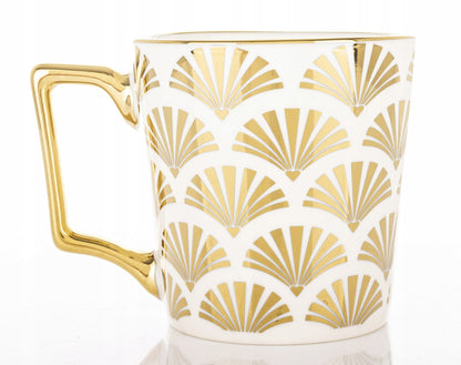 Porcelanowy Kubek elegancki złote ucho 310ml gustowny na prezent