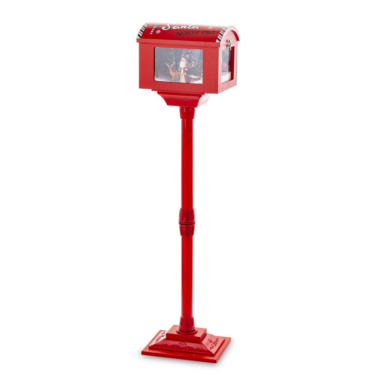 Dekoracja skrzynka na listy z pozytywką LED wielokolorowa 109x27x20 cm