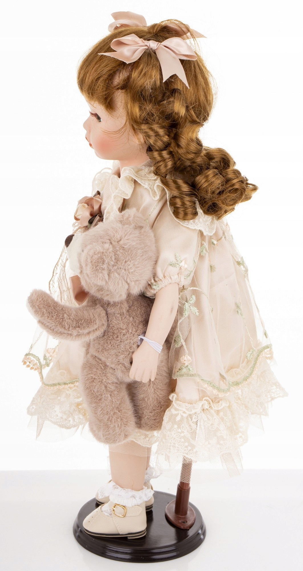 Lalka z misiem kolekcjonerska Figurka porcelanowa lala