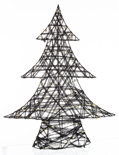 Ozdoba choinka LED z tworzywa czarno-złota 49x38x10 cm