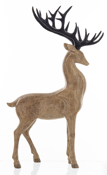 Figurka świąteczna renifer brązowy, czarny tworzywo sztuczne 46x28x12,5 cm