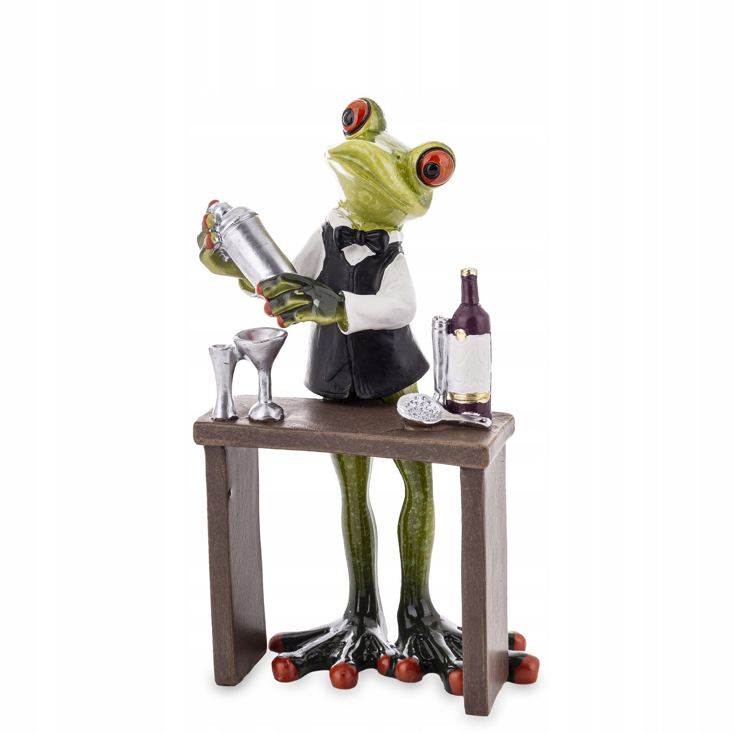 Ozdobna Figurka żabka Żaba Barman z shakerem do drinków