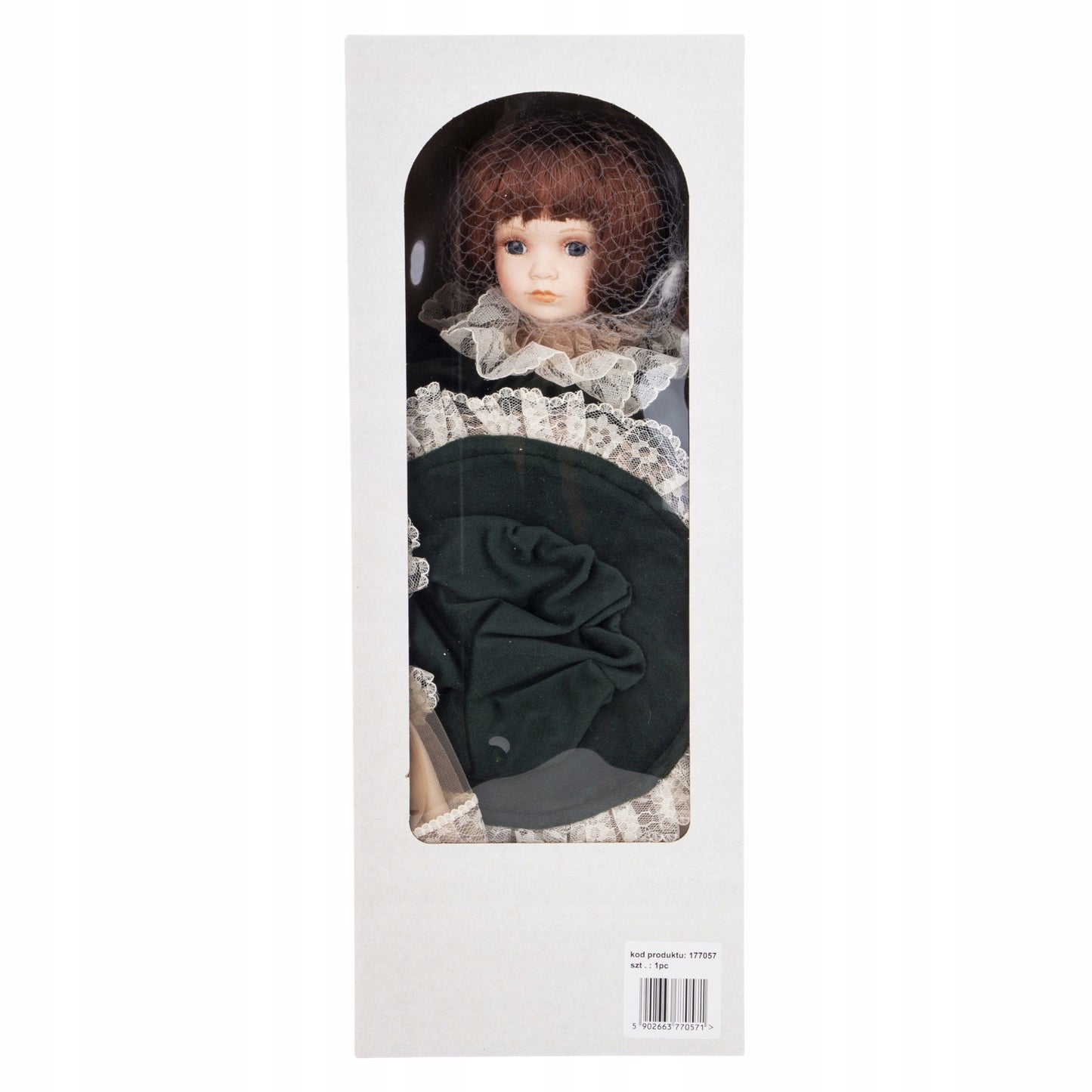 Porcelanowa lalka kolekcjonerska z parasolem 44cm wysoka dekoracyjna