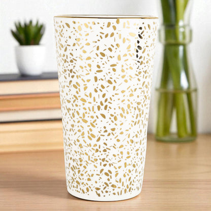 Duży ozdobny Kubek w pudełku na prezent biało złoty porcelanowy 450 ml XXL