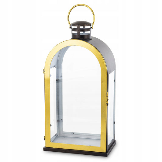Lampion metalowy 66cm latarnia złoty czarny dekoracja