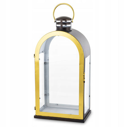 Lampion metalowy 66cm latarnia złoty czarny dekoracja