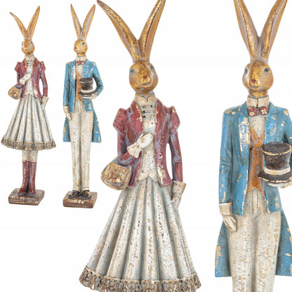 Figurka Królik Dekoracyjny Para Styl Vintage Wielkanoc ozdoba wiosenna 31cm