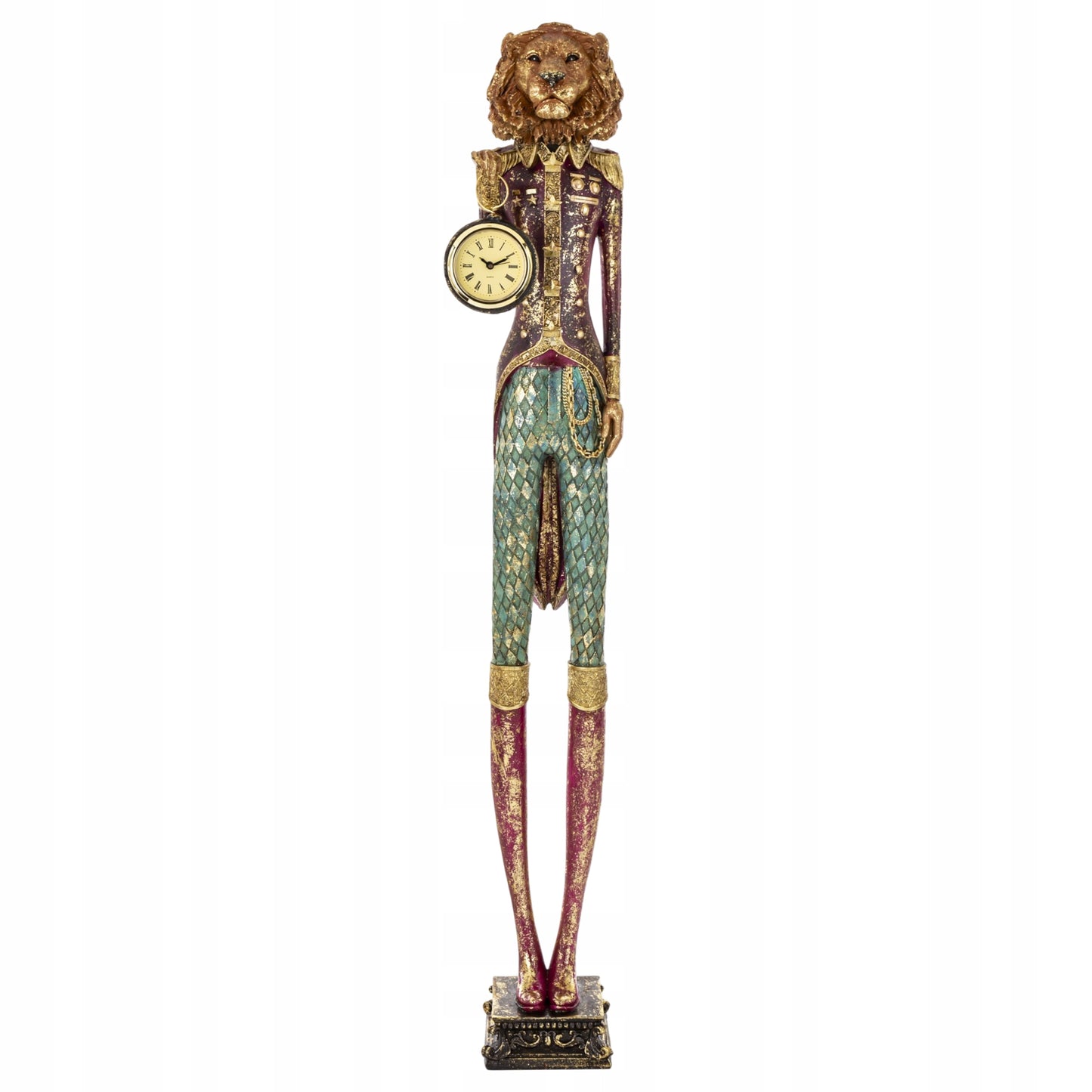 Figurka Pierrot Lew z Zegarkiem Dekoracja Statuetka Retro Vintage 78cm