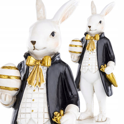 Figurka wielkanocna Królik zając 20 cm ozdobny elegancki czarny złoty biały