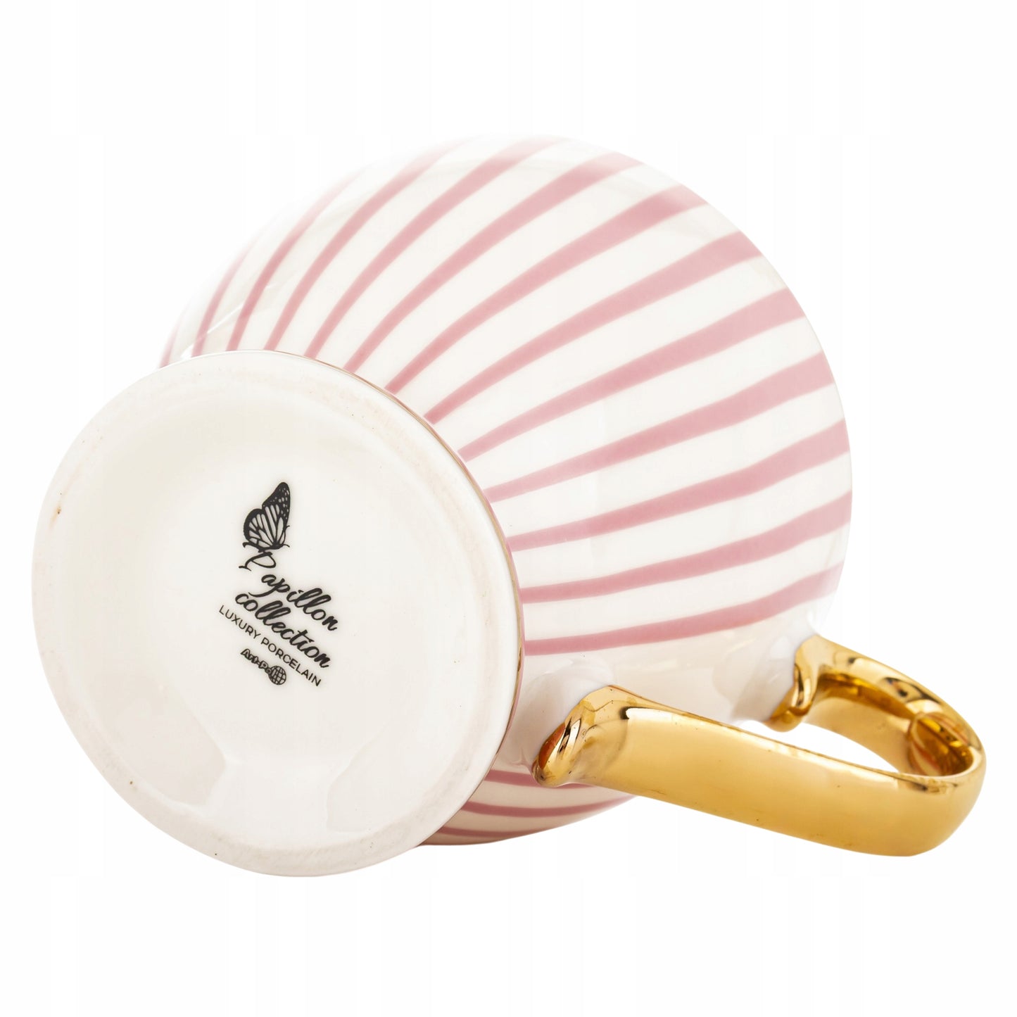 Kubek porcelanowy w pudełku na prezent różowy biały porcelana 450 ml