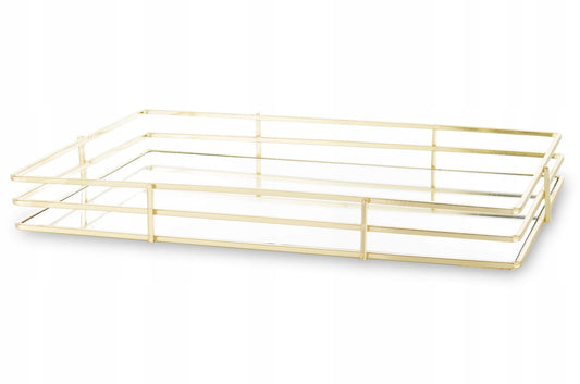 Taca lustrzana złota glamour dekoracyjna 4,5x30x20 podstawka patera