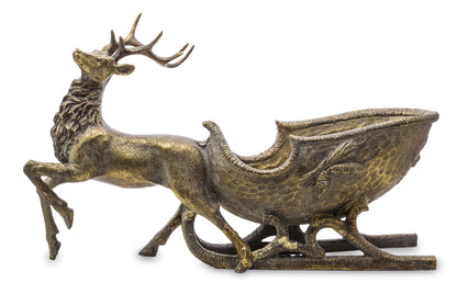 Figurka świąteczna jeleń złoty tworzywo sztuczne 26x48x14 cm Antique