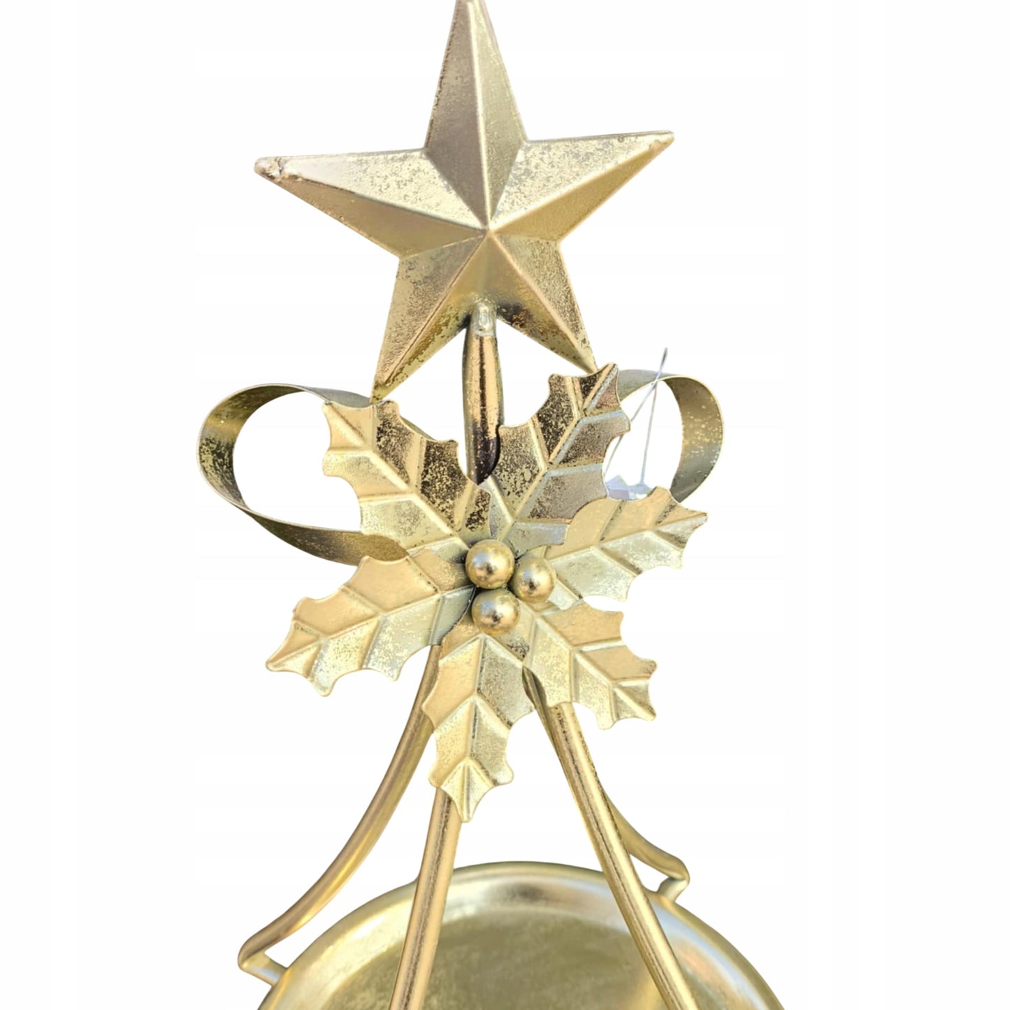Patera dekoracyjna choinka złota etażerka metalowa taca duża 73x34 cm