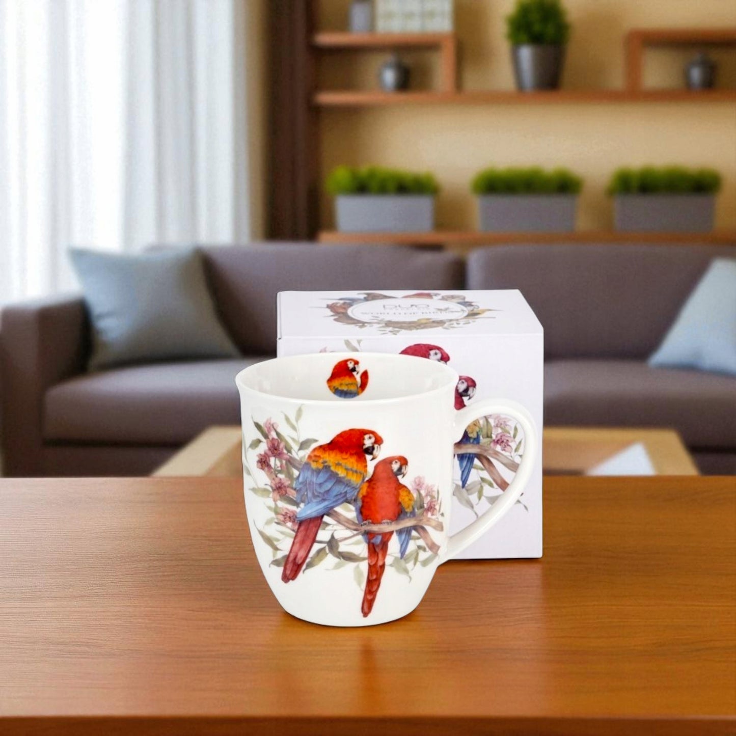 Kubek porcelanowy w pudełku papugi Duo Ptasi Świat porcelana 650 ml XXL