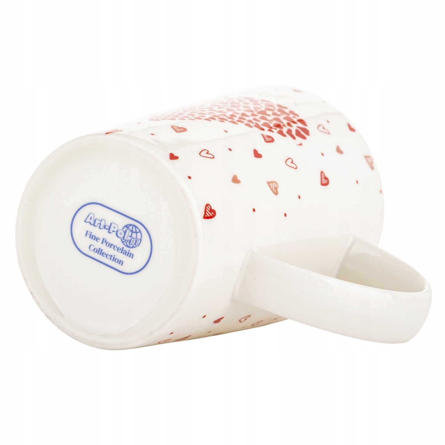 Duży porcelanowy kubek w pudełku czerwony na walentynki prezent 450 ml