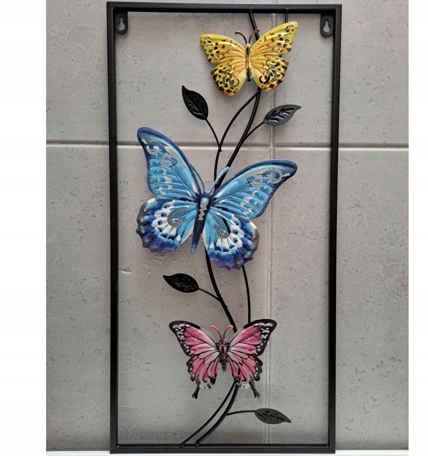 dekoracja ścienna metalowa motyle 57 x 29 cm ogrodowa obraz metalowy