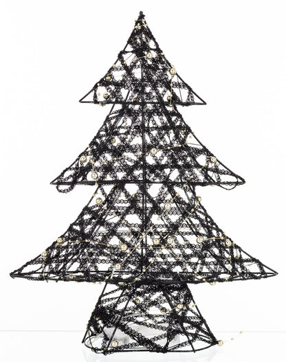 Ozdoba choinka LED z tworzywa czarno-złota 35x27x8 cm
