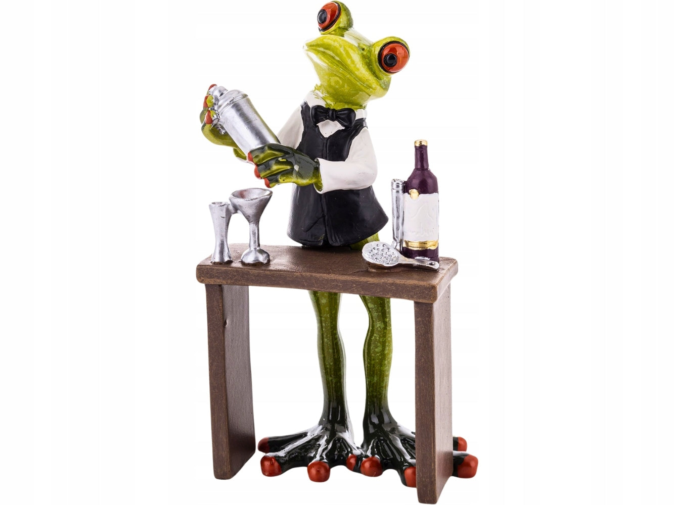 Ozdobna Figurka żabka Żaba Barman z shakerem do drinków
