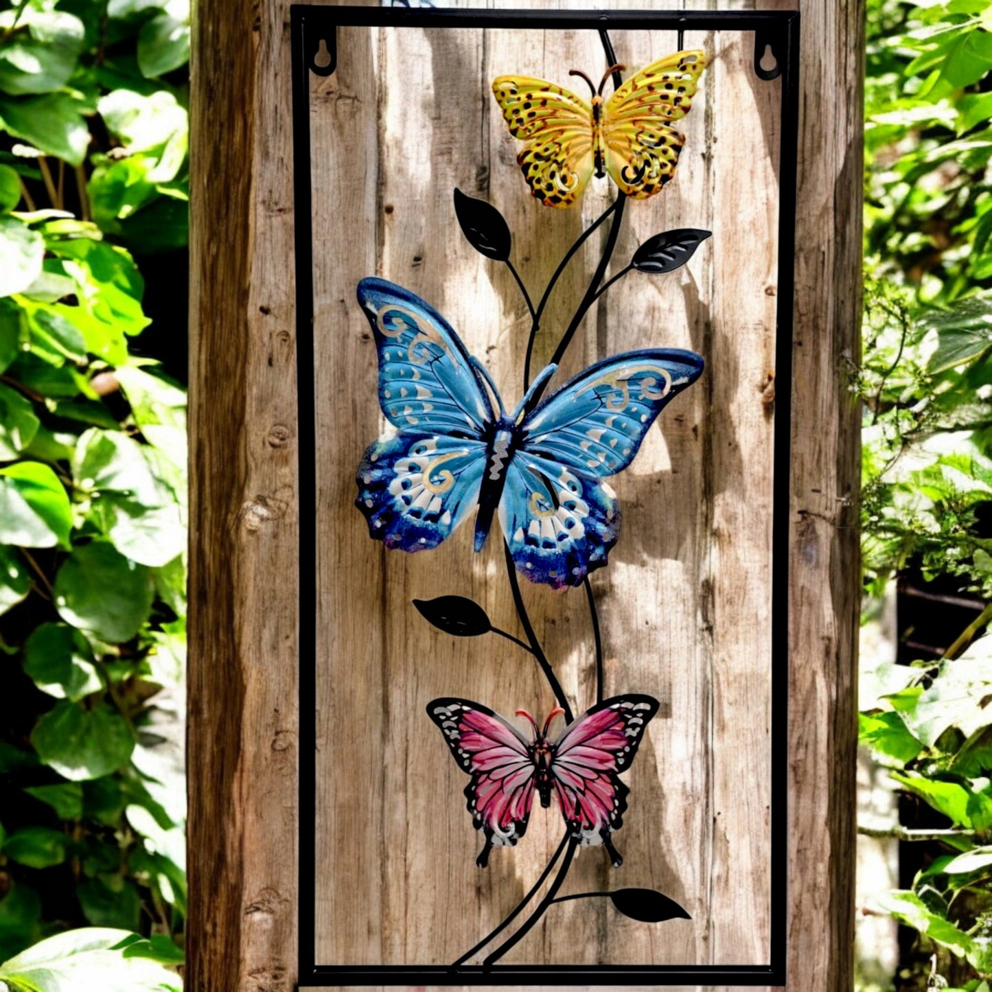 dekoracja ścienna metalowa motyle 57 x 29 cm ogrodowa obraz metalowy