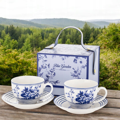 zestaw komplet filiżanek niebieski Filiżanka 2szt w pudełku porcelana